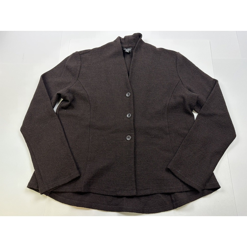 Eileen Fisher Ladies Size PM Petite Medium 100% Wool Brown Sweater Cardigan